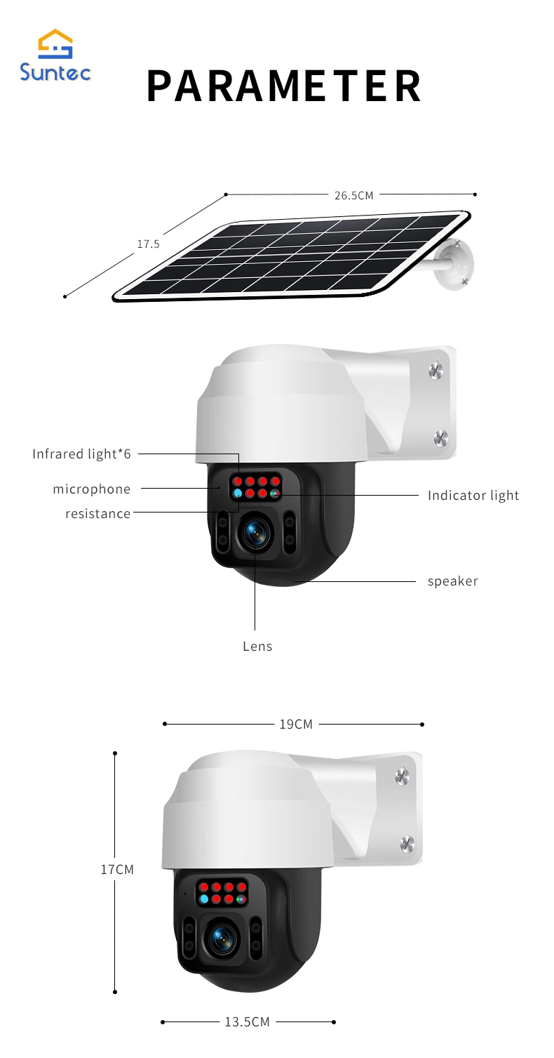 Nueva batería de CCTV IP PTZ LTE de seguridad exterior de la tarjeta SIM 4G Cámara Solar