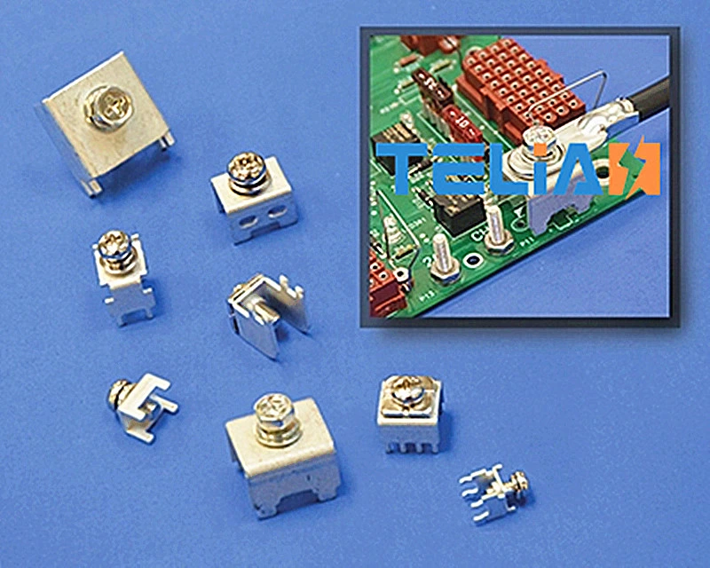 Terminal de soldadura de latão revestido com estanho conector de fio com blocos de terminais de soldadura Orifício roscado para PCB