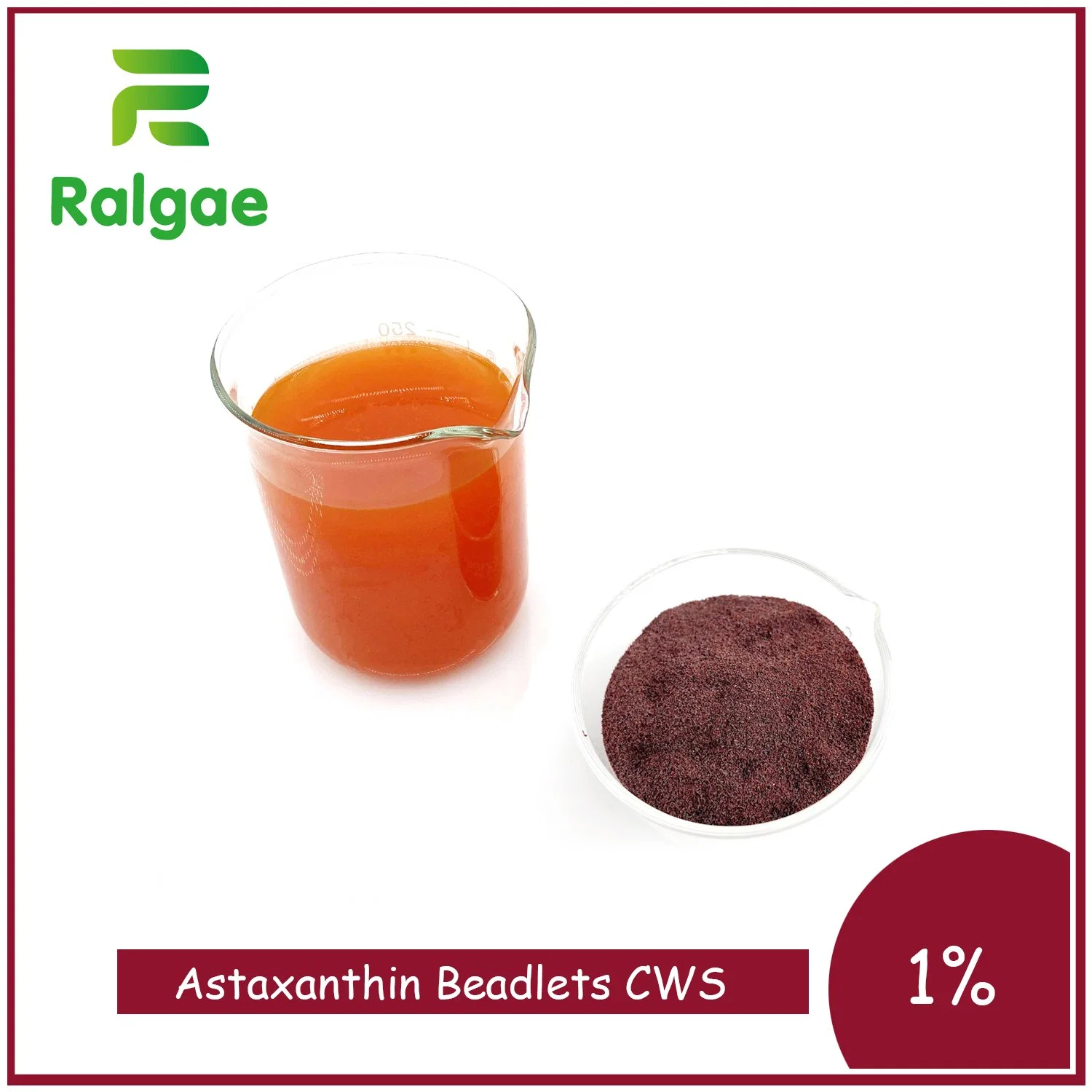 Grau alimentício Haematococcus Phaffia rhodozyma Microalga Beadlets Natural Aditivo alimentar 1%