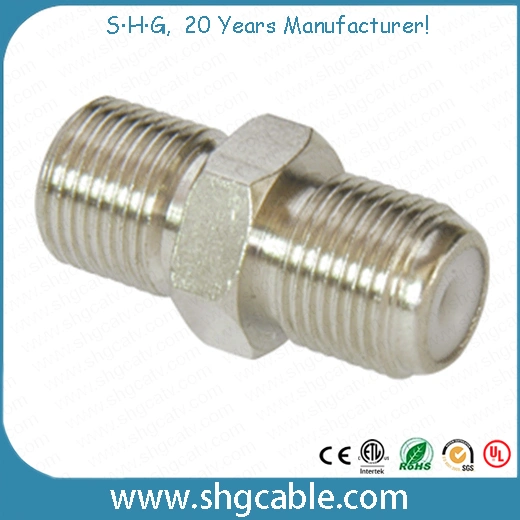 F Type Splice Adapter Connector for Coaxial Cable Rg59/RG6 TV Network