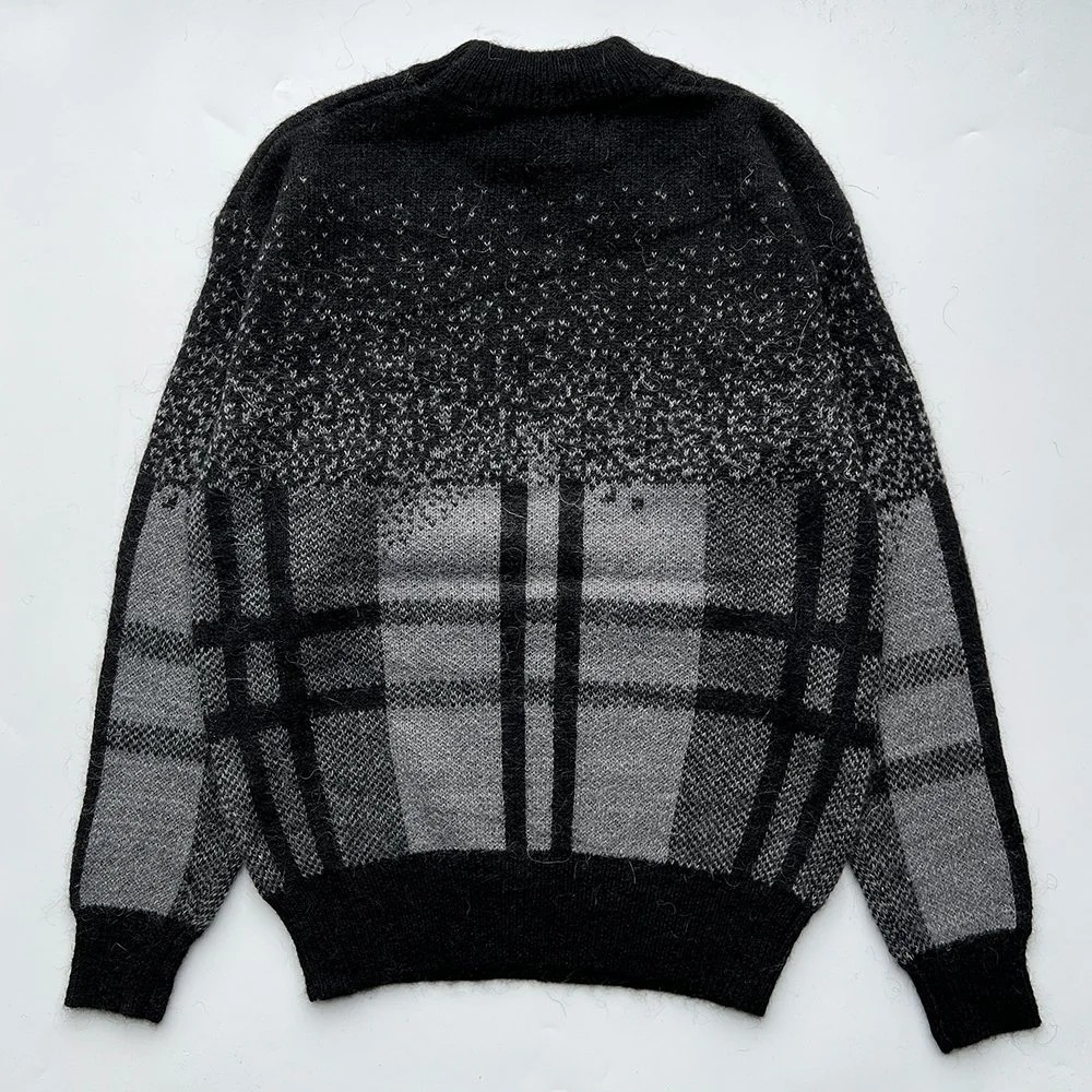 Custom High quality/High cost performance  Jacquard Acrylic Mohair Men's Luxury Crewneck Pullover Sweater