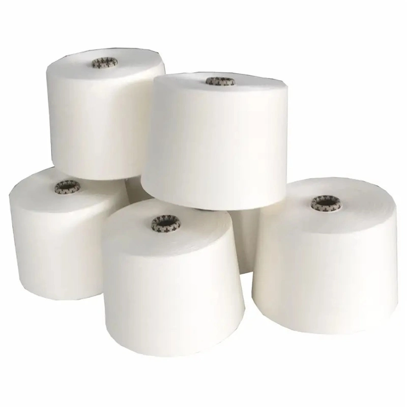 Competitive Price Factory Stock Ne30s Raw White Polyester Yarn Spun