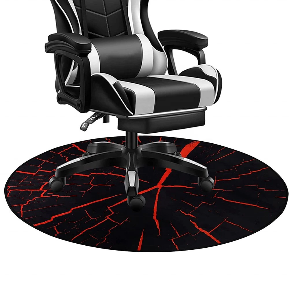 Aoqi imprimé personnalisé de haute qualité antidérapante en caoutchouc rondes LED RVB OEM Gaming Président tapis Mat chaise de bureau