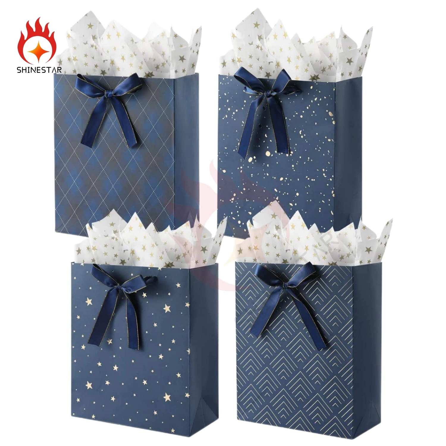 Papel de Artesanía de Regalo Azul Bolsas de pie con papel de pañuelos uso para cumpleaños, bodas, fiestas