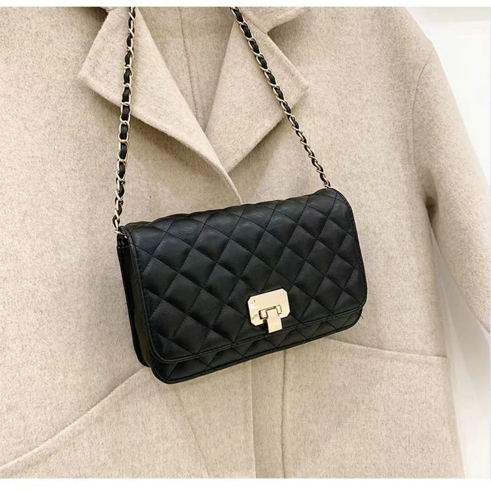 Fashion PU Leather Handbag Quilted Design Crossbody Bag with Chain Strap Wbb18546