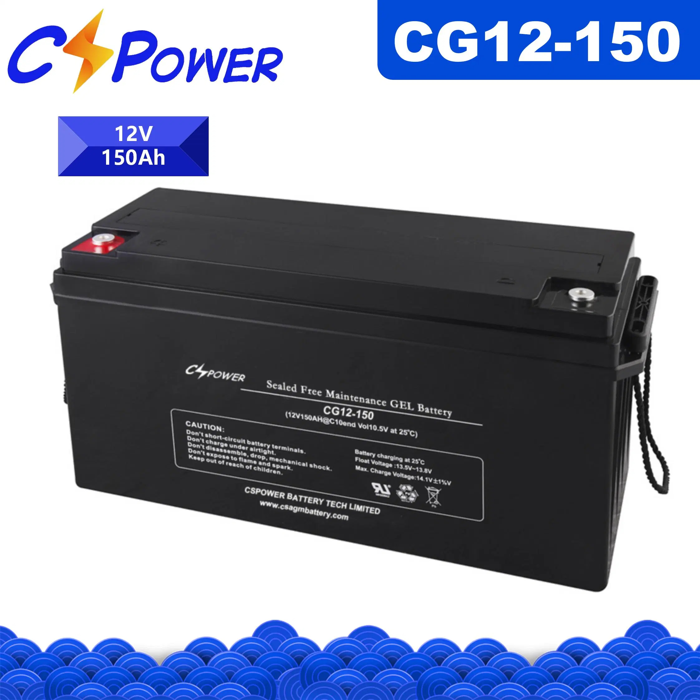 Solaire Cspower 12V150ah AGA de plomb-acide de batterie VRLA de chariot élévateur à fourche/chariot de golf/bicyclette/véhicule hors route/vélo électrique/outil d'alimentation