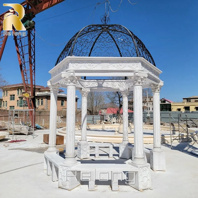 Diseño moderno jardín de piedra de mármol de la naturaleza Gazebo proveedor chino