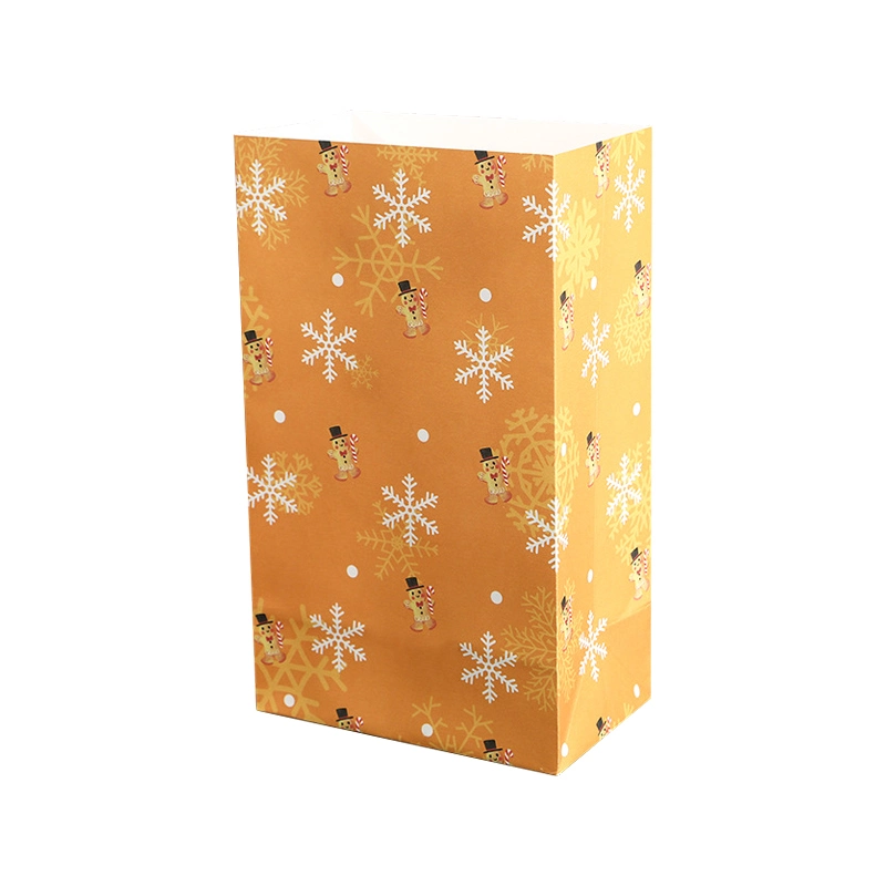 Flat Mouth Square Bottom Christmas Cookie Paper Gift Bag Without Handle Birthday Wedding Candy Bag for Party Get Together