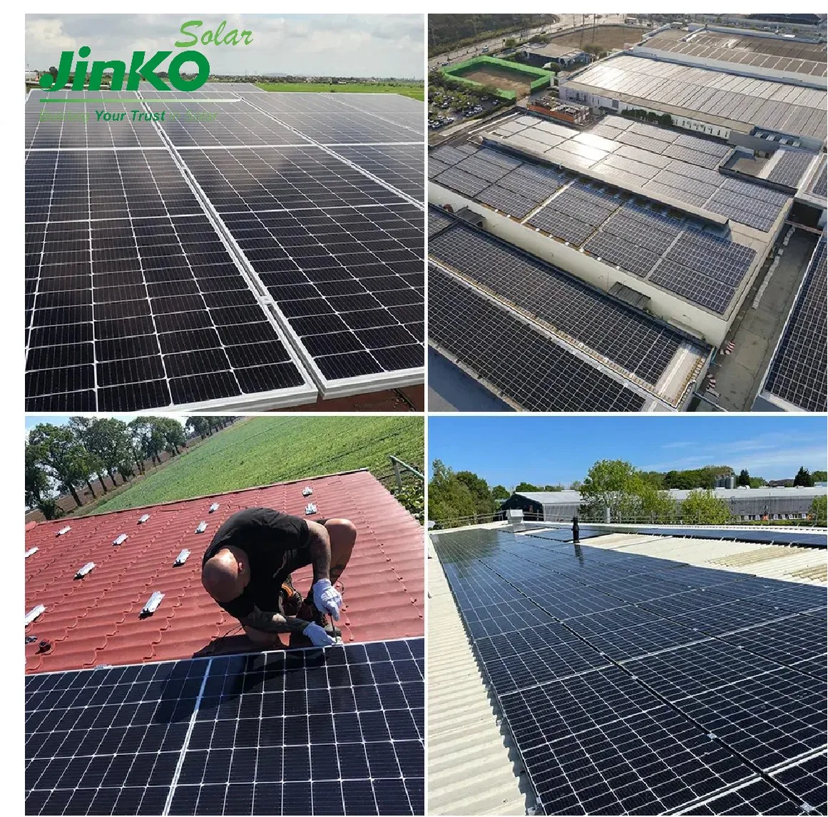 Stock UE Venda a quente de Jinko Solar 440 W 445 W 450 W 455 W. Painéis solares de meia célula Monocristalina de 460 W com 25 anos de garantia