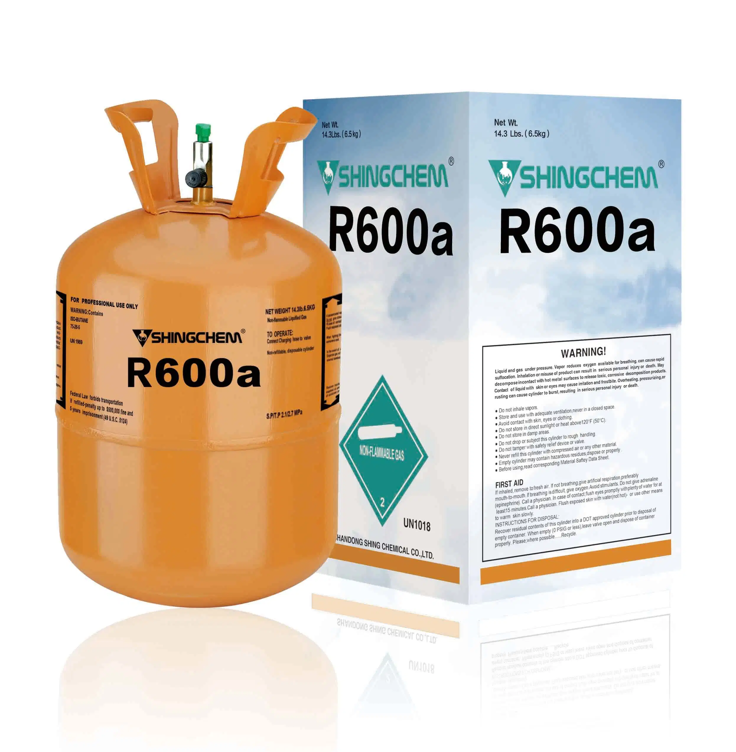 Botella desechable 6,5kg Faster Cool Refrigeration Gas R600a Gas refrigerante