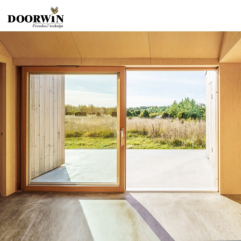 Chinese Quality Supplier Security Wooden Frame Modern Aluminum Clad Wood Exterior Sliding Door