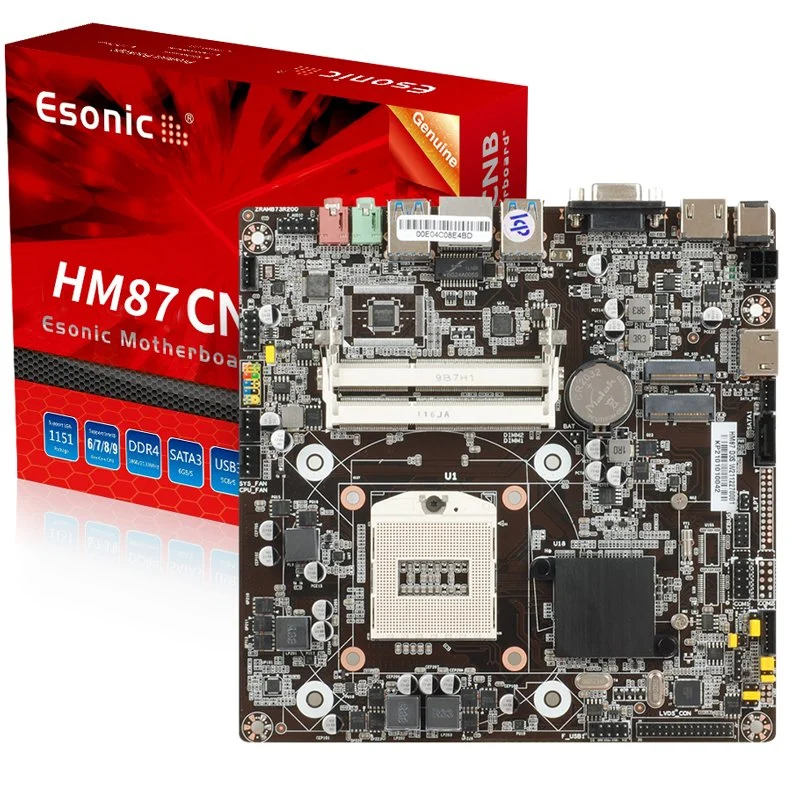 Carte mère Esonic HM86 HM87 Mini ITX 17X17cm PGA947 (Intel 4e génération) (LVDS, 2 x DDR3, 2 x XM. 2 emplacements, 4XUSB3.0)