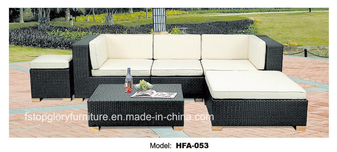 Iron Frame PE Rattan Leisure Outdoor Sofa Table Chaise Set Furniture