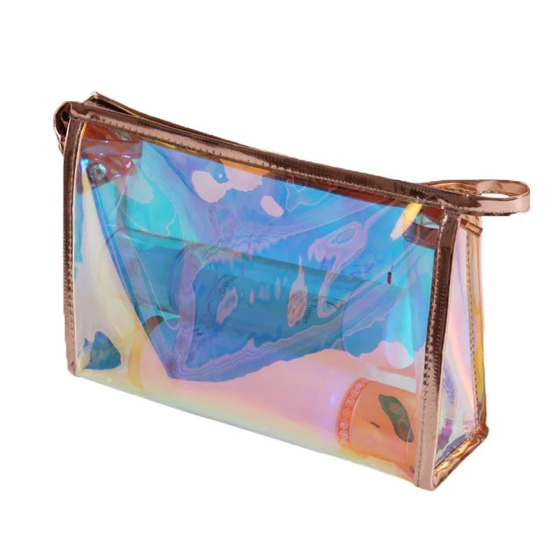 Sac de toilette pour femmes en PVC transparent en tissu PU de haute qualité, sac cosmétique de mode pour dames de créateur (MFN5001)