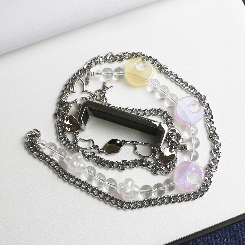 Moon Bead Chain Phone Clip Universal Heart Shape Pearl Messenger Strap Phone Case Accessories