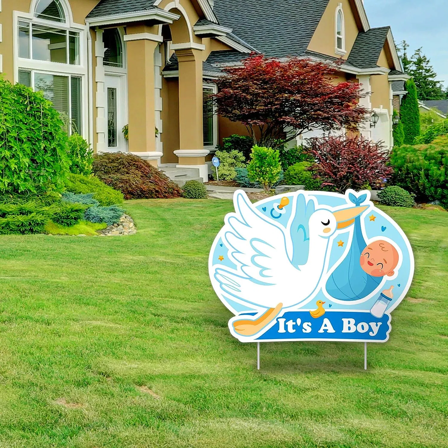 Blue Yard Signs with Stakes &ndash; Boy Special Delivery - Yard Sign Lawn Decorations - Party Yardy Sign-Welcome Home Baby Lawn Sign