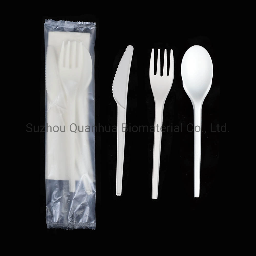 Eco friendly cubiertos desechables biodegradables conjunto PLA cuchillo y tenedor cuchara
