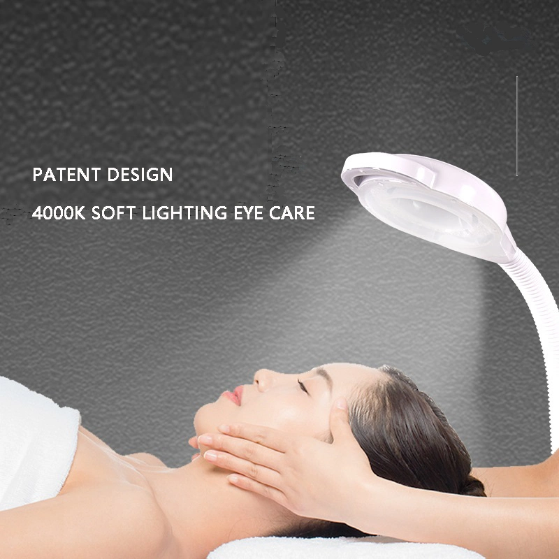 LED de luz fría de belleza cremas de extensión de pestañas estética Salon 5X 8X Lupa 10X piso de vidrio de la lámpara lupa