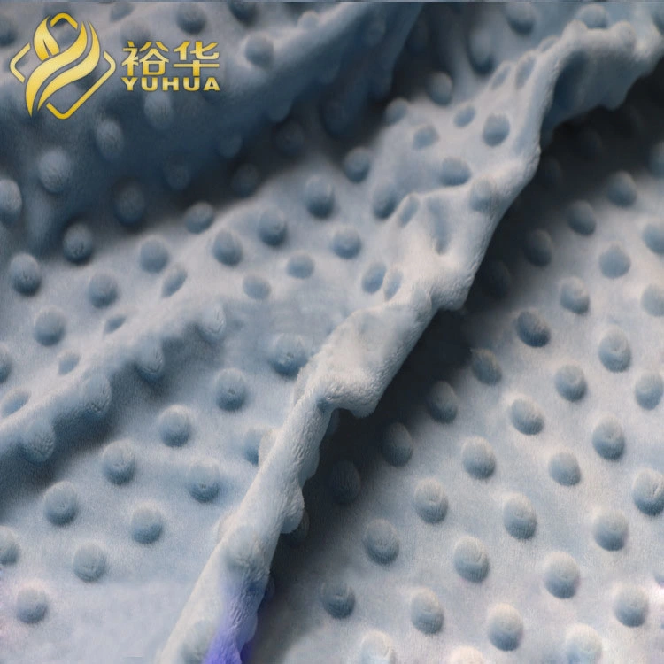 100% Polyester Knitted Super Soft Baby Blanket Fabric Embossed Minky DOT Plush Fleece Fabric