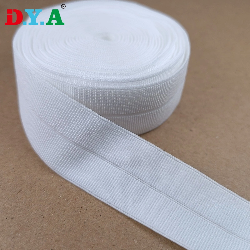 High quality/High cost performance Custom Shiny White Nylon Elastic 3/4" 20 mm Nylon Foldover Elastic for Garment Swimwear