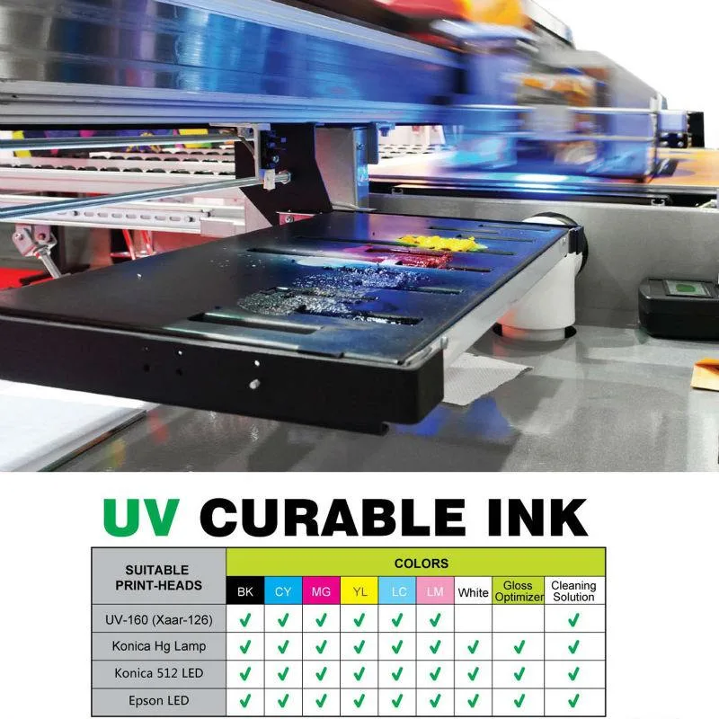 UV Flatbed Printer Ink for Ceramic Glass Metal Fabric