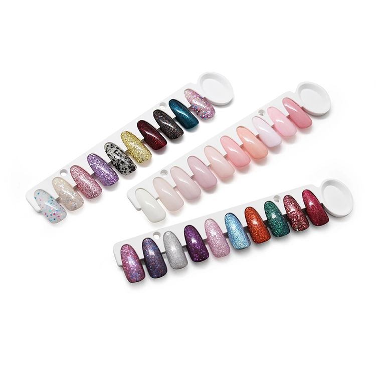 2020 New Version Portable Plastic Nail Color Display Card with 120 PCS Detachable False Nails Tips