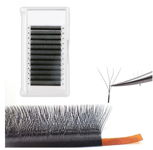 3D y estilo Mayoreo Custom Lash Bandeja de etiqueta privada de floración Extensión de lavado ocular Easy Fan Lash