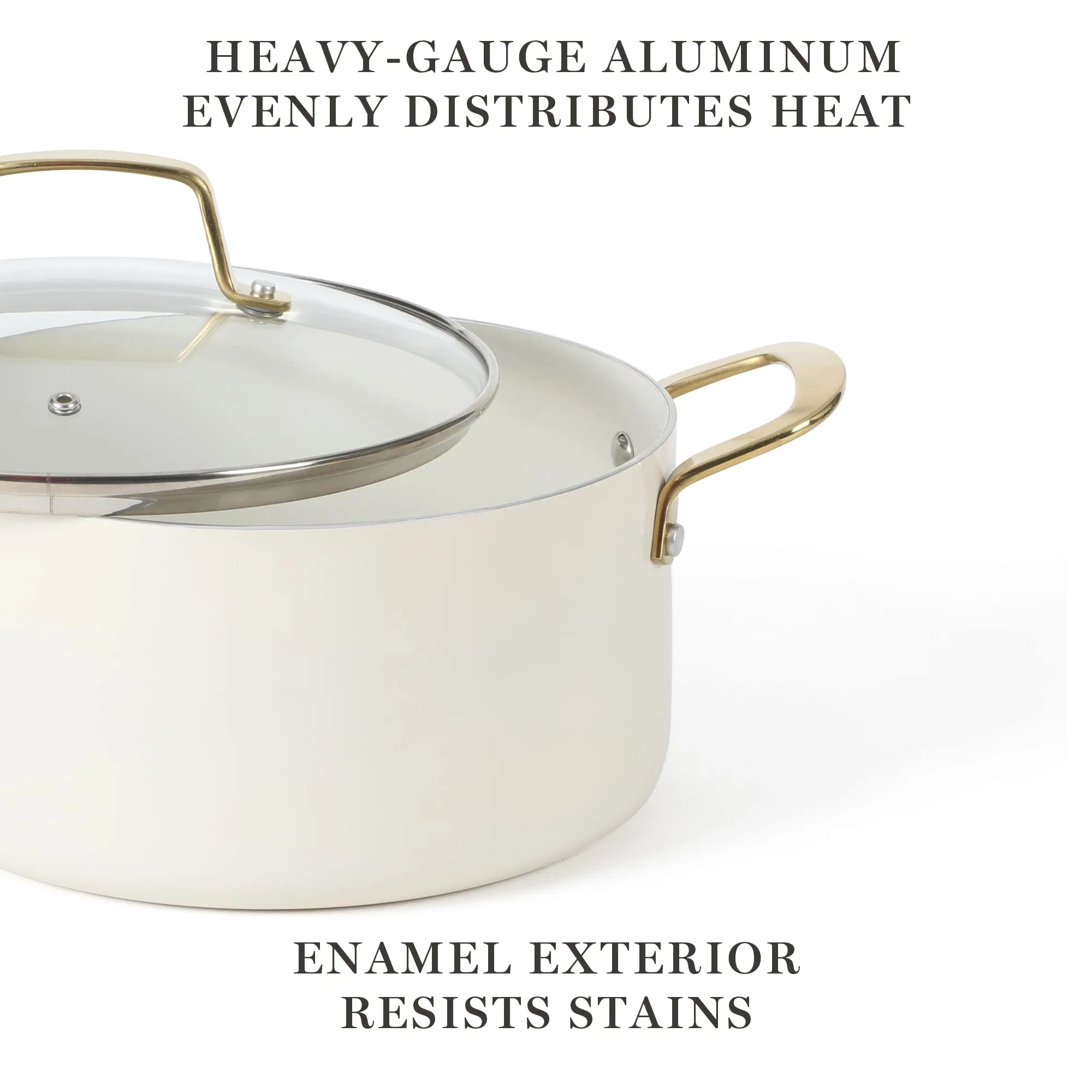 Conjunto de utensílios de cozinha em alumínio esmaltado com interior cerâmico antiaderente de alta qualidade, livre de PFA.