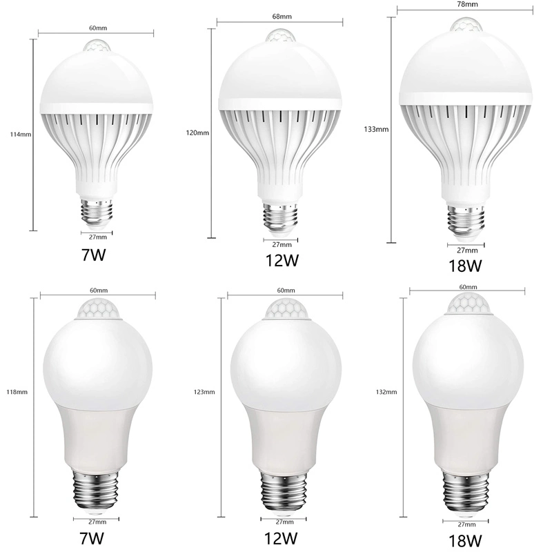 Bombillas LED 9W 12W 15W 18W lámpara de sensor de movimiento PIR AC 110V 220V E27 Auto Smart Infrarrojo cuerpo Noche Seguridad Bombillas de bajo consumo