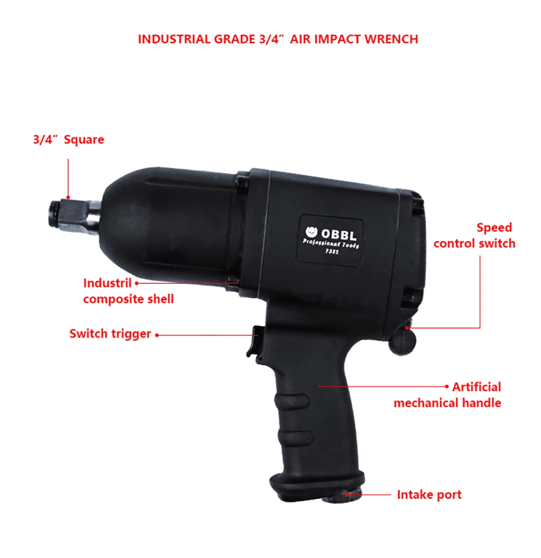 Obbl 3/4 Inch Pneumatic Wrenches Industrial Impact Wrench Pneumatic Wrench Set