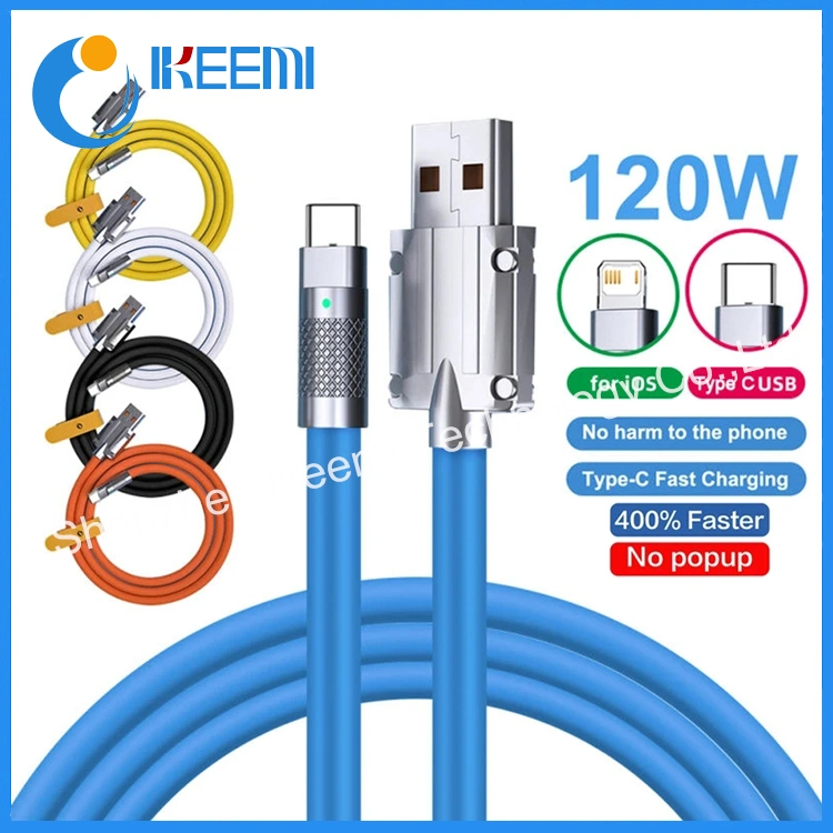 Mobile Phone Micro Type C Liquid Silicone Data USB C Charger Cable for iPhone