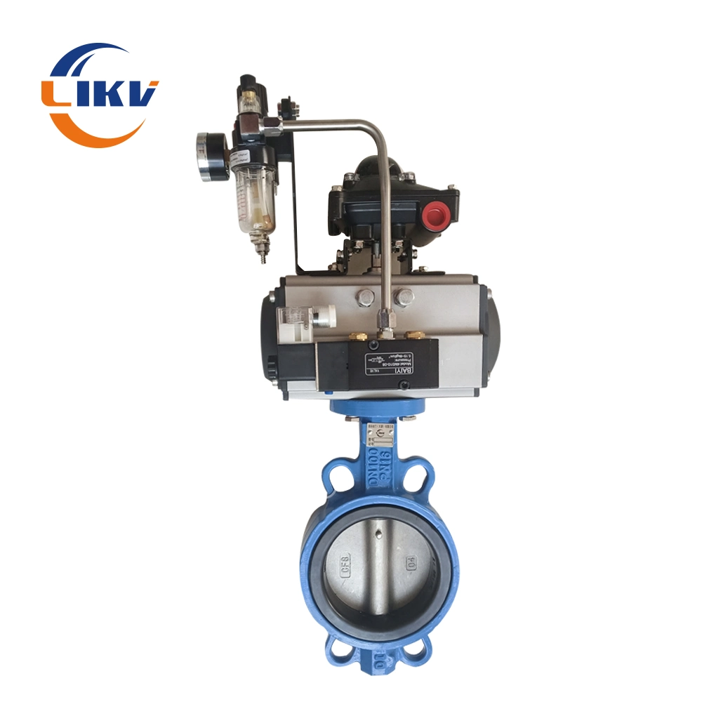 Low Price DN50 Wafer Connection 10 Inch Stainless Steel Pneumatic Butterfly Valve