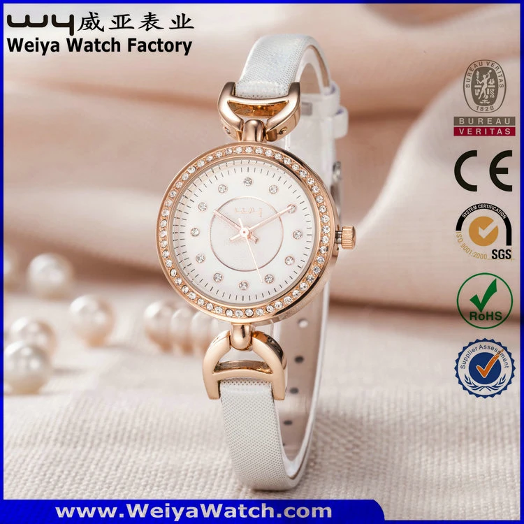 ODM Fashion Casual Leather Strap Ladies Wrist Watch (Wy-079E)