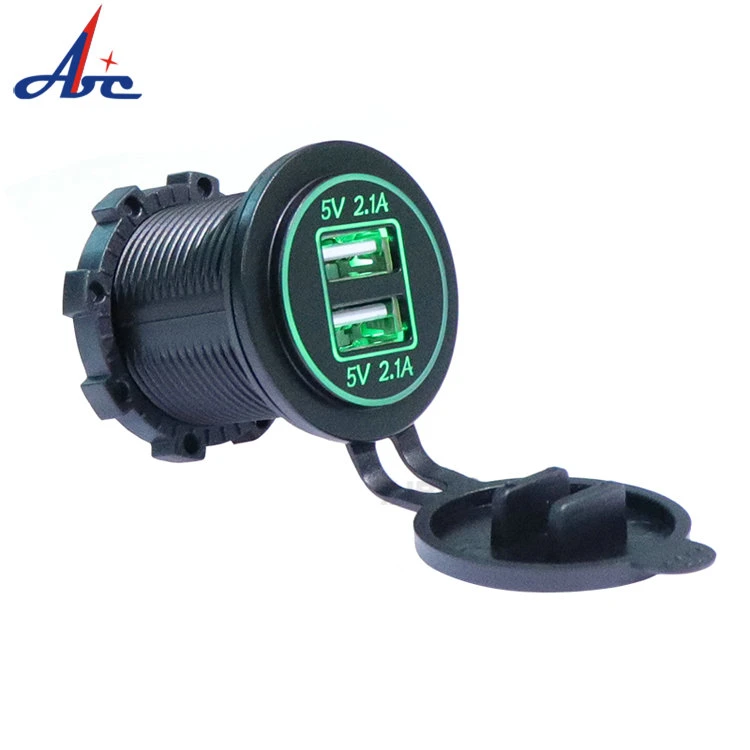 12V 24V Universal 2.1A 4.2A Motorcycle Truck Car USB Charger Dual USB Auto Charger with Power Adapter Socket