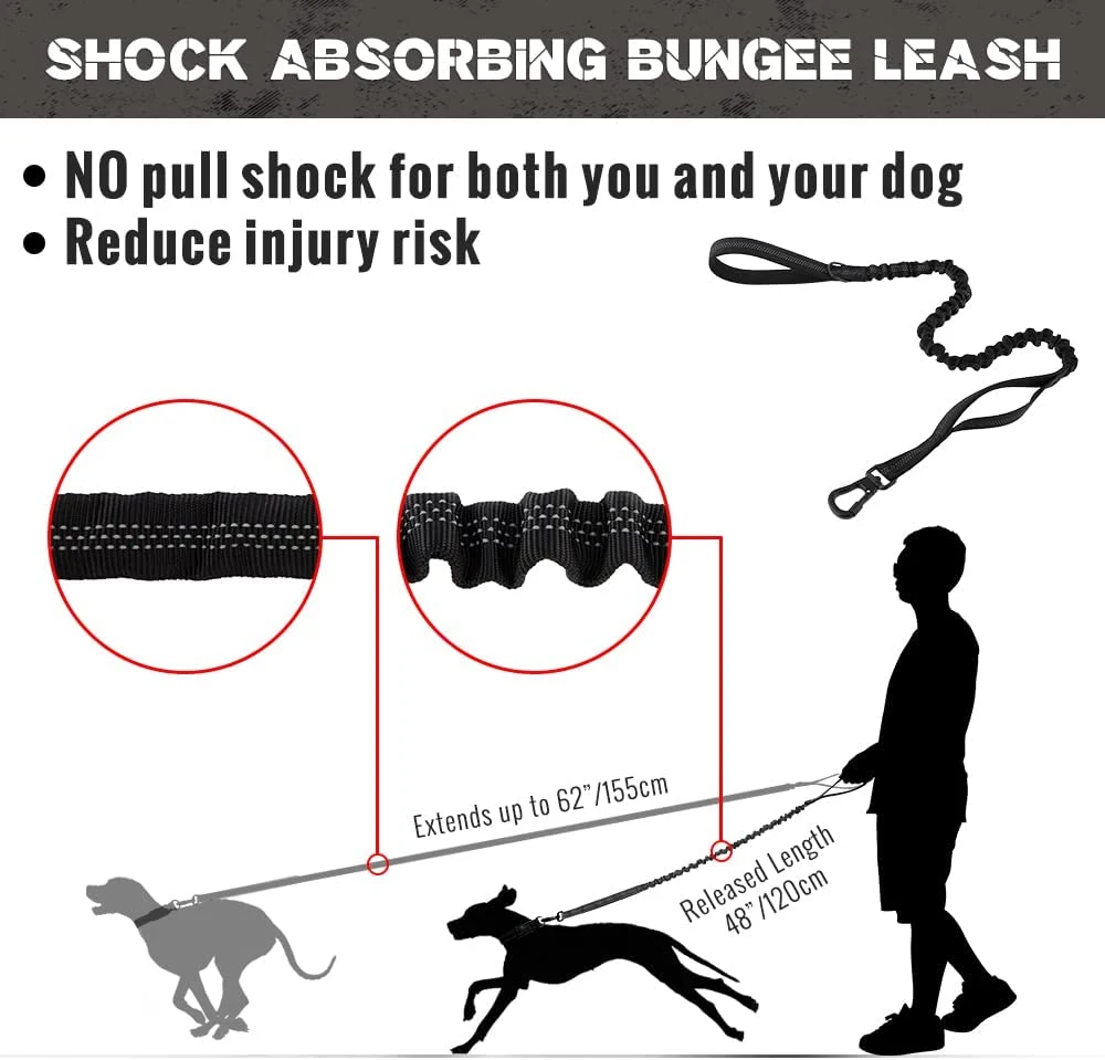 Tactical Heavy Duty Bungee reflectante personalizada perro Correa para perro caminando y formación