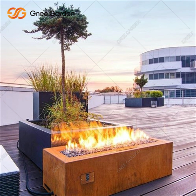 Outside Corten Steel Fire Pit Heater Propane Fuel