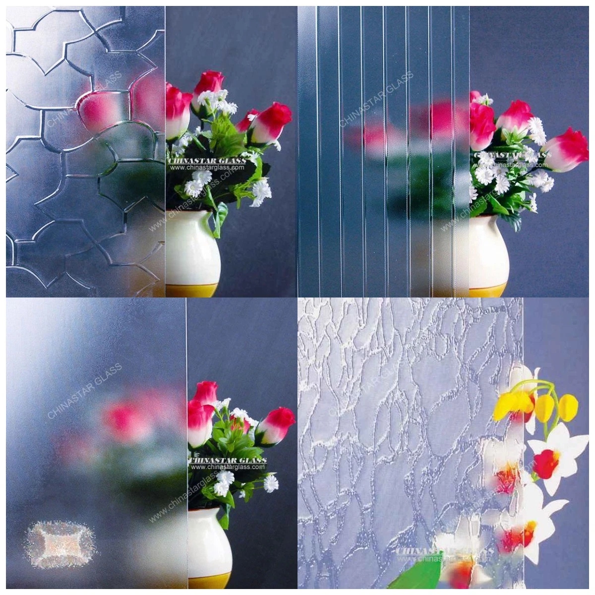 Decorative Rolled Glass Gate Tempered Figured Glass Door Patterned Toughened Door Glass