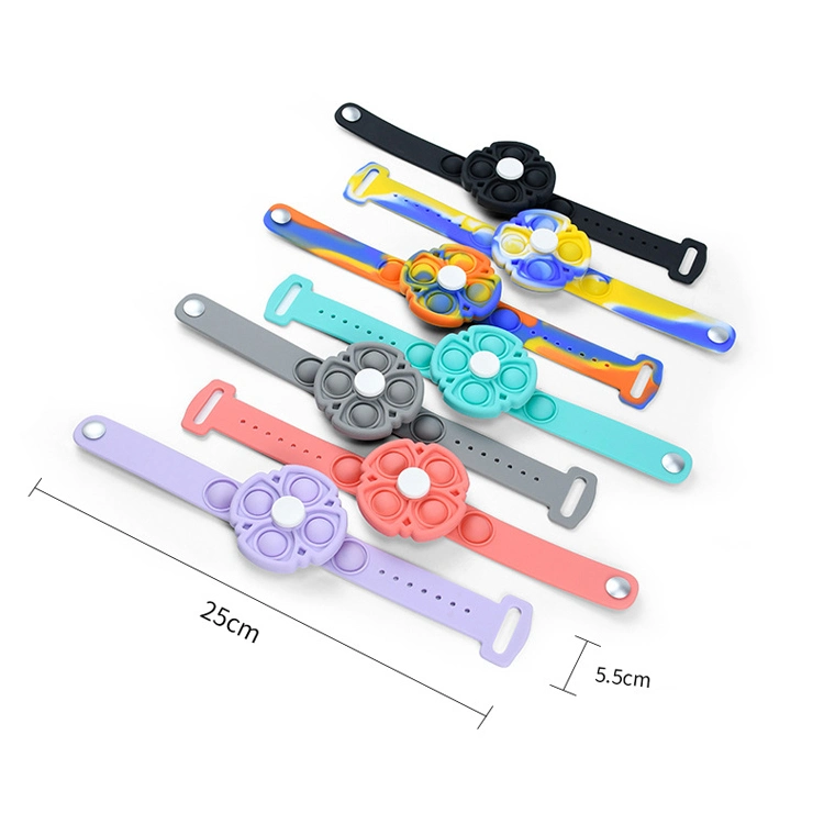 New Arrivals Bubble Wristband Fidget Toy Rotating Version Fingertip Top Version Children &amp; Adult Press Toy Silicone Rotate Bracelet Watch