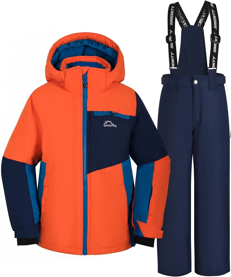 Calças de duas peças com capuz e isolamento à prova de água, à prova de vento, da moda OEM, de 20 mm E casaco Sports Snowboarding Winter Snow Suit Skisuit