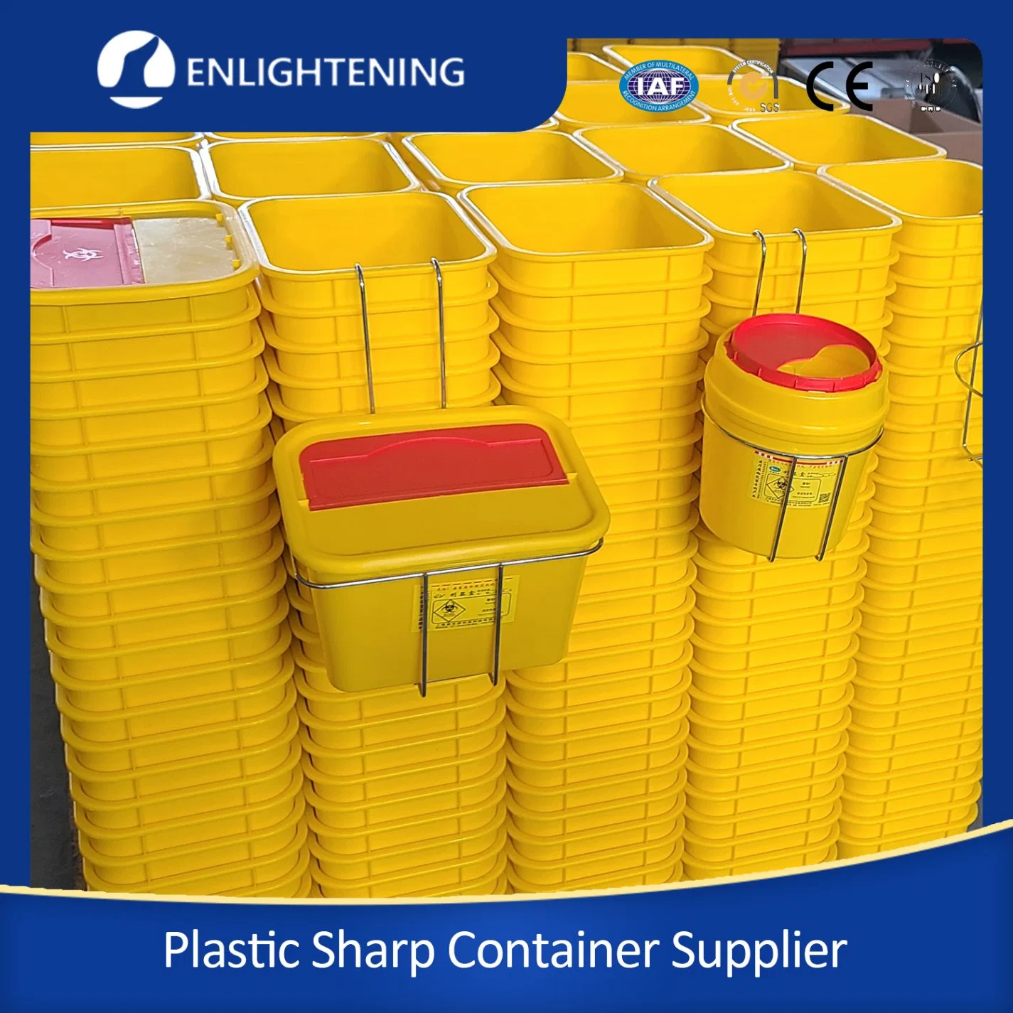 Round Plastic Medical Disposable Sharp Container /Sharp Box /Sharp Bins /Medical Sharps Container with Lid Mount for Waste Needle