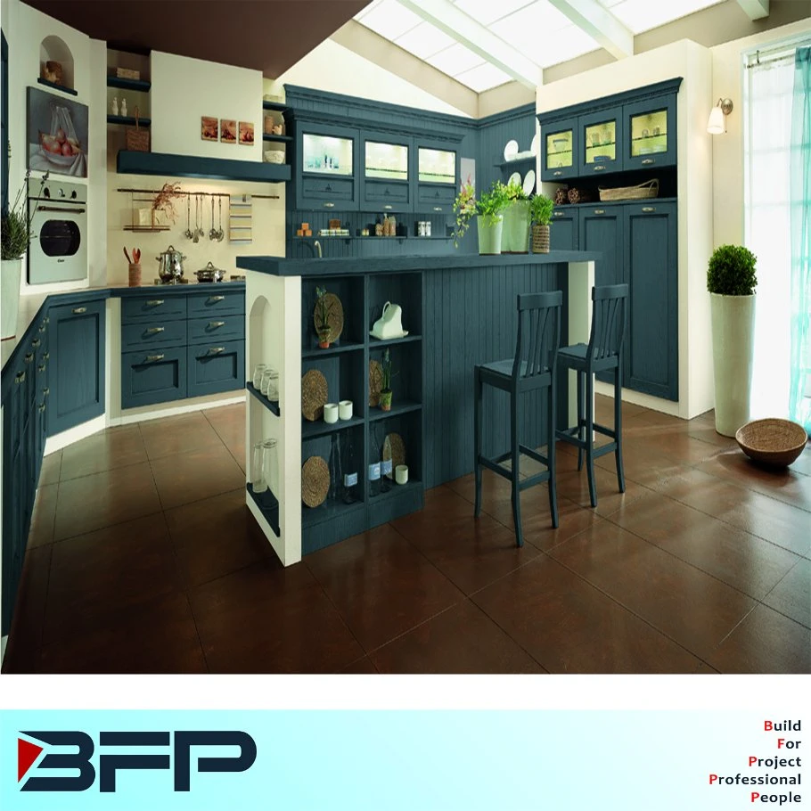 Diseño moderno y elegante de madera maciza gabinetes de cocina Bsk-40