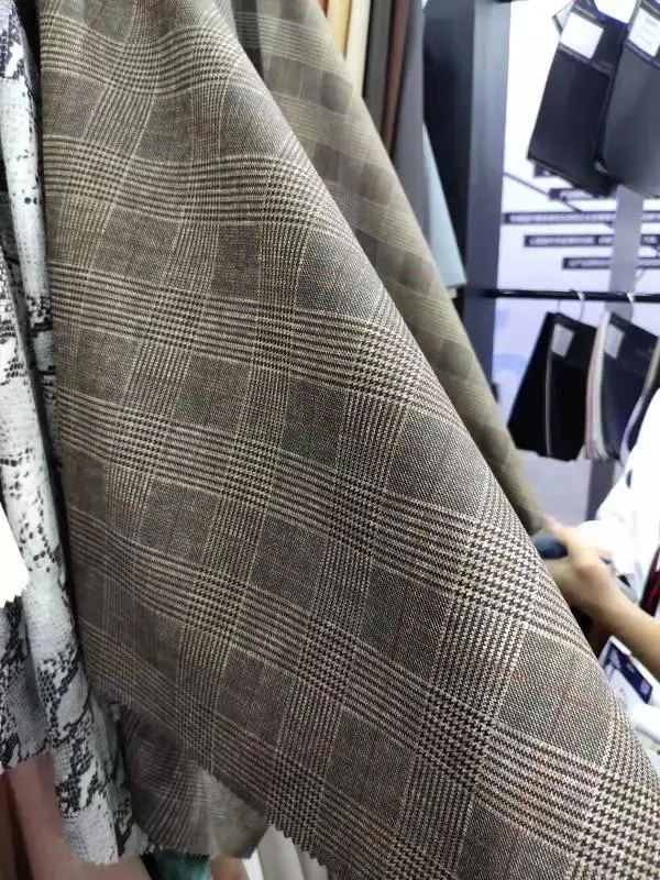 La banda de cuero de PU Artificial Houndstooth textil poliéster Chaqueta de prendas de vestir