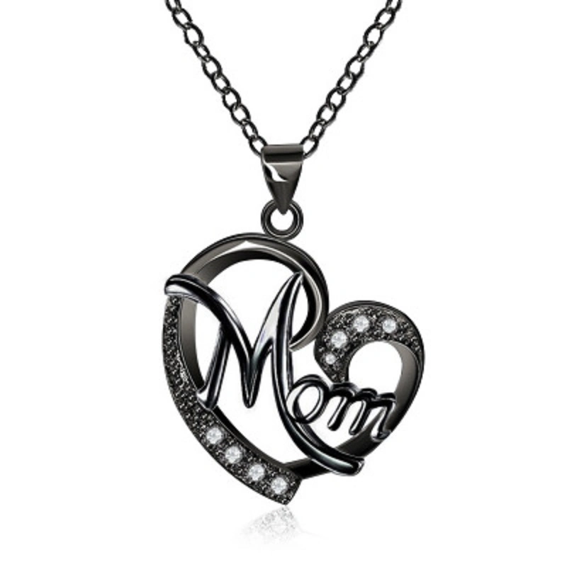 Mom Charm Necklace 925 Sterling Silver Cubic Zirconia Mother Infinity Love Heart Pendant Necklace Gift for Mother Grandmother Esg14258