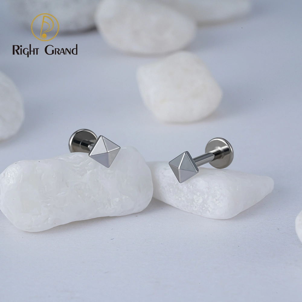 F136 Titanium Tiny Square Pyramid Stud Earring Labret Body Piercing