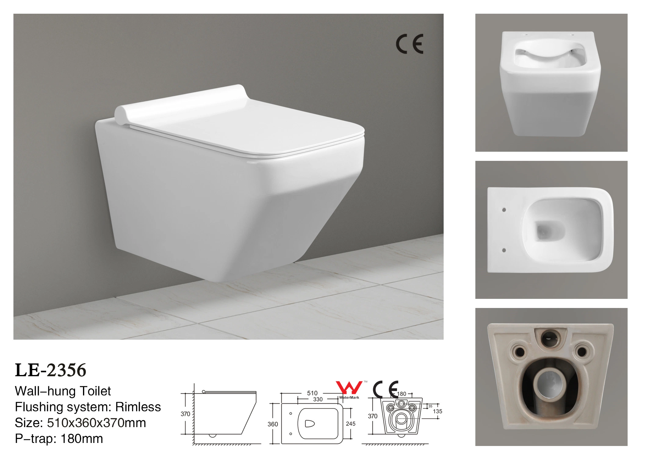 Baño WC Sanitario pared-Hung WC Baño WC 2355-PO1