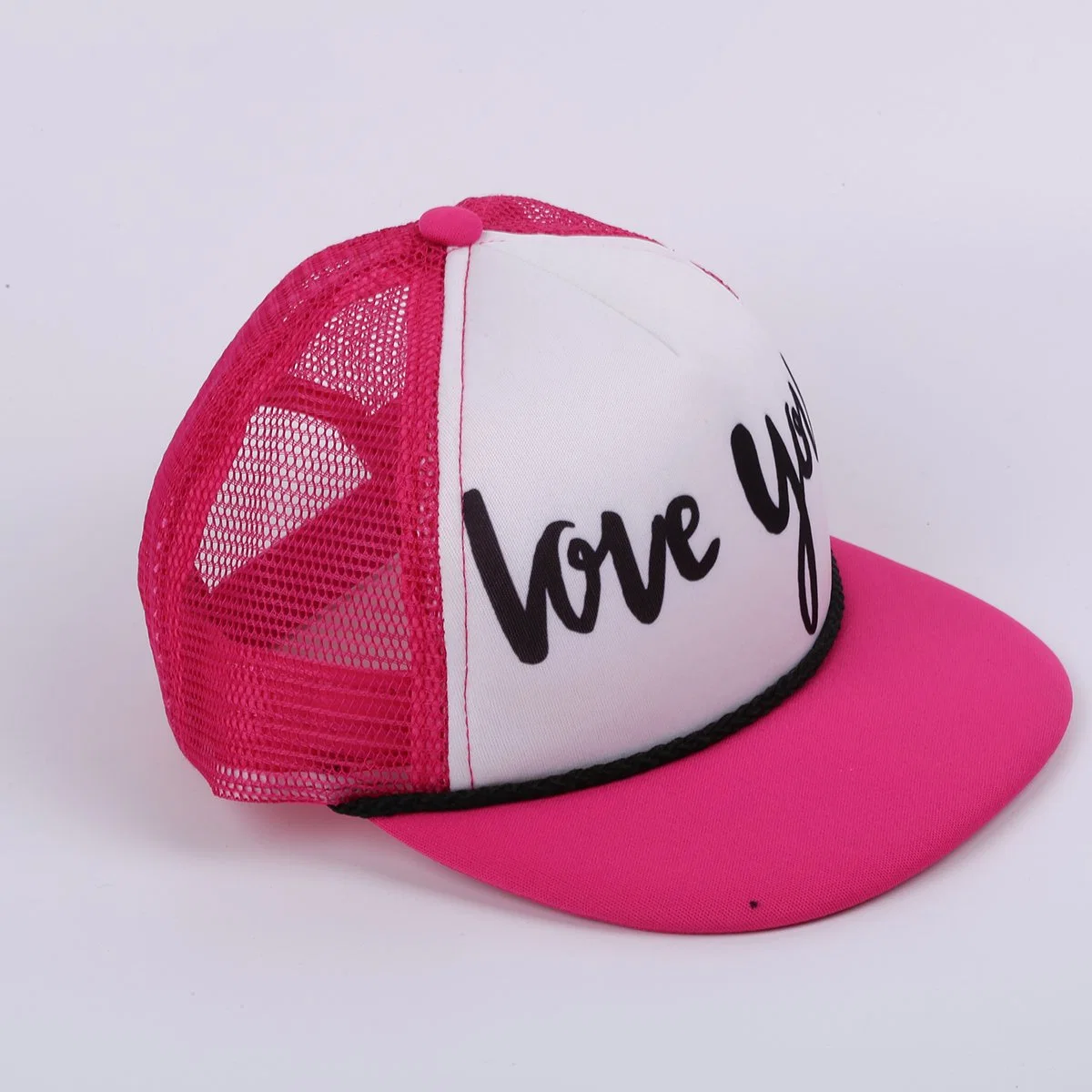 Love You Custom Printing Rope 5 Panel Foam Trucker Hat Mesh Truckers Caps