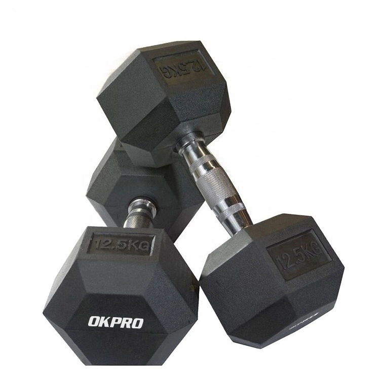 Factory Wholesale/Supplier Customization Iron Dumbbell Set Gym Equipment Fitness Rubber Hex Dumbbell