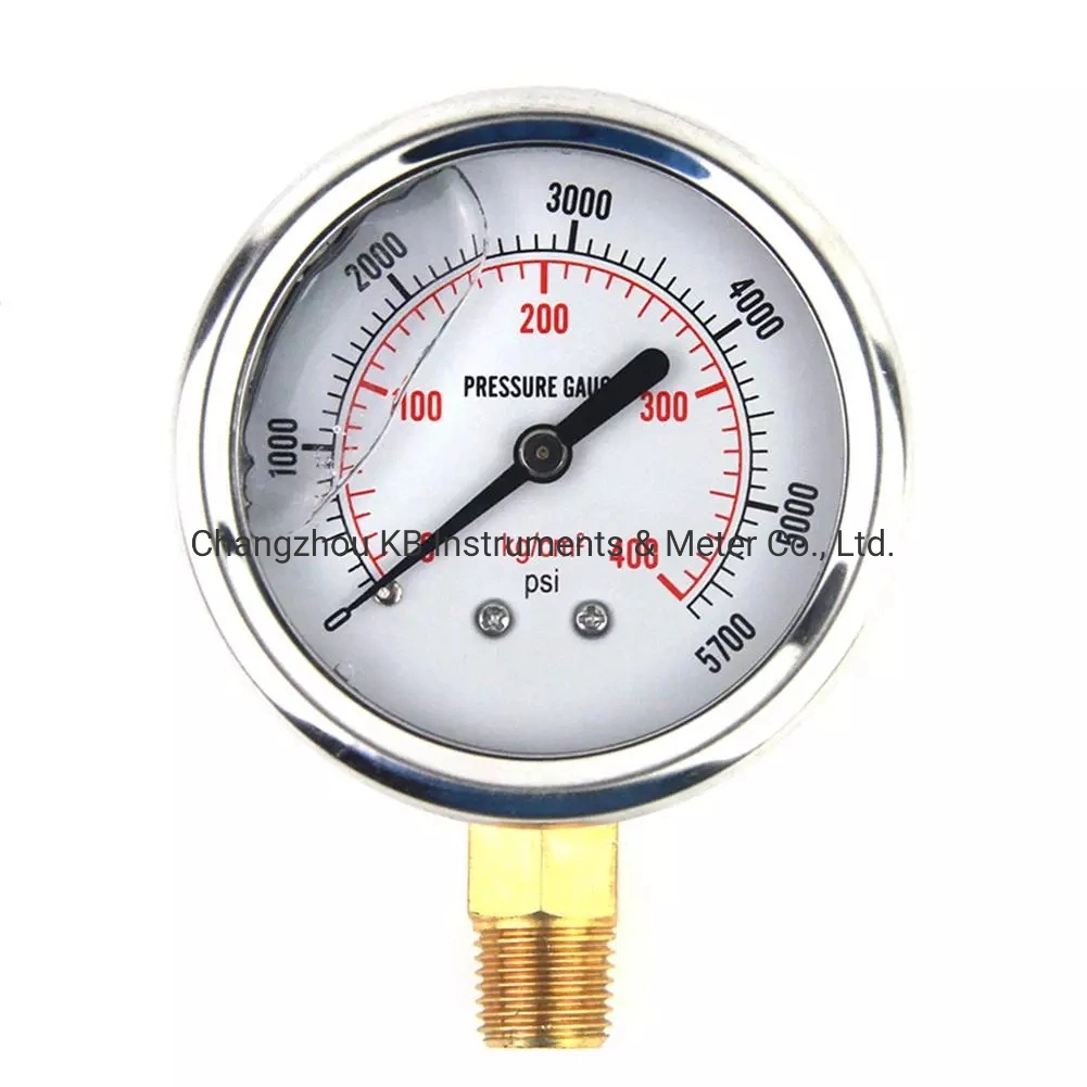 60mm 0-100 psi radiales Manometer aus Edelstahl Flüssigkeitsgefüllter Druck Druckmanometer Luft Öl Wasser Hydraulikmanometer 1/4 NPT