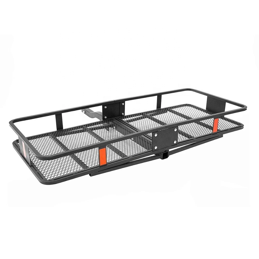 Basket Hitch Cargo Carrier, 500 Lbs Capacity, Black Steel, 2-in Folding Shank