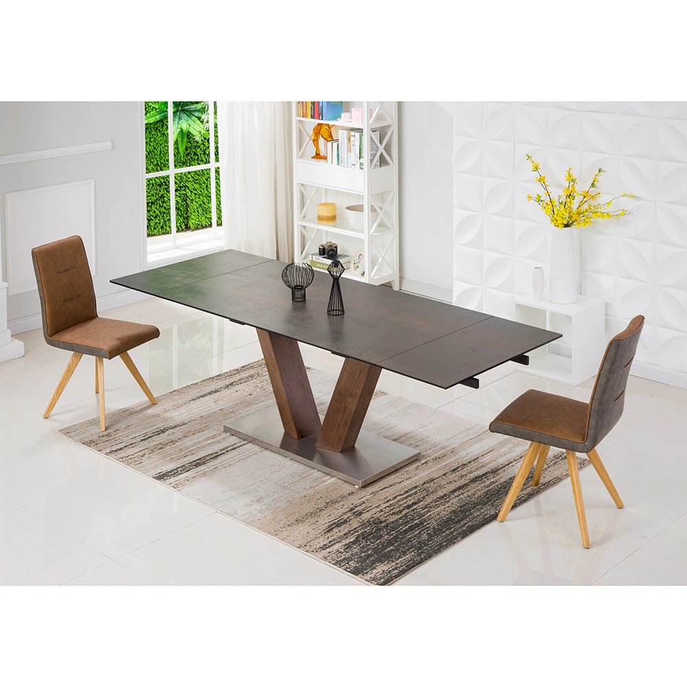 Comfortable Rotary Modern Metal PU Dining Chair with Wood Legs